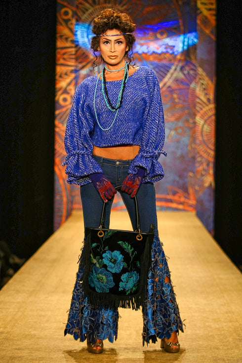 Pantalon denim cu aplicatii 2232